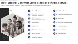 List Of Essential Consumer Service Strategy Software Features Professional PDF