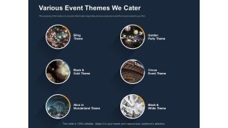 Logistics Events Various Event Themes We Cater Ppt Visual Aids Diagrams PDF