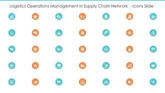Logistics Operations Management In Supply Chain Network Icons Slide Background PDF