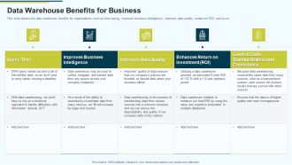 MIS Data Warehouse Benefits For Business Ppt PowerPoint Presentation Styles Show PDF