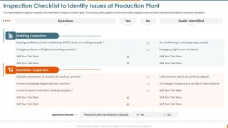 Maintenance Administration Inspection Checklist To Identify Issues At Production Introduction PDF