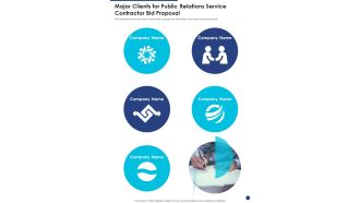 Major Clients For Public Relations Service Contractor Bid Proposal One Pager Sample Example Document