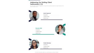 Management Advisory Proposal Addressing Our Existing Client Testimonials One Pager Sample Example Document