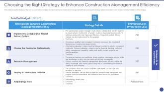 Management Techniques Choosing The Right Strategy To Enhance Construction Management Background PDF