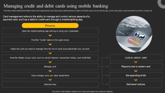 Managing Credit And Debit Cards Using Mobile Banking Ppt Pictures Graphics Template PDF