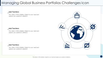 Managing Global Business Portfolios Challenges Icon Designs PDF
