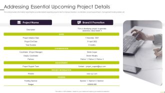 Managing Project Communication Addressing Essential Upcoming Project Details Summary PDF