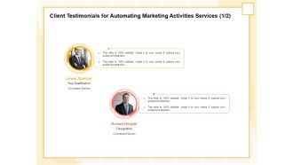Marketing Automation Client Testimonials For Automating Marketing Activities Services Guidelines PDF