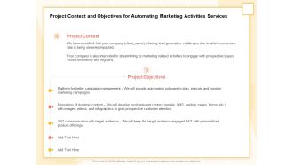 Marketing Automation Project Context And Objectives For Automating Marketing Activities Services Demonstration PDF
