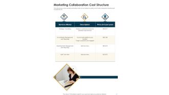 Marketing Collaboration Cost Structure One Pager Sample Example Document