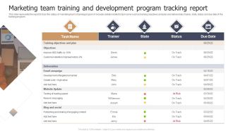 Marketing Team Training And Development Program Tracking Report Brochure PDF