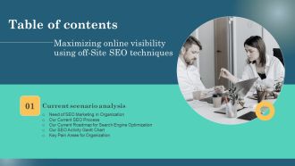 Maximizing Online Visibility Using Off Site SEO Techniques Table Of Contents Designs PDF