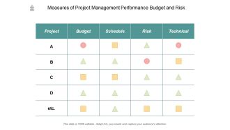 Measures Of Project Management Performance Budget And Risk Ppt PowerPoint Presentation Outline Graphics Design