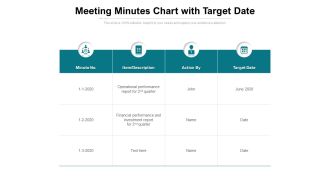 Meeting Minutes Chart With Target Date Ppt PowerPoint Presentation Portfolio