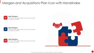 Mergers And Acquisitions Plan Icon With Handshake Information PDF