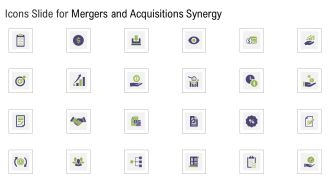 Mergers And Acquisitions Synergy Icons Slide For Mergers And Acquisitions Synergy Summary PDF