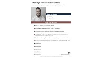Message From Chairman Of Firm One Pager Documents