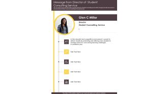 Message From Director Of Student Consulting Service One Pager Documents