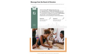 Message From The Board Of Directors One Pager Documents