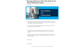 Message Letter From CEO Of The Medical Aid Annual Statement Industry One Pager Documents