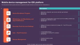 Mobile Device Management For Improving IT Operations Mobile Device Management For IOS Clipart PDF