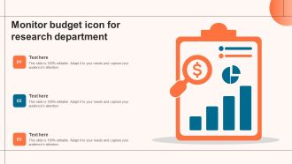Monitor Budget Icon For Research Department Template PDF