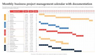 Monthly Business Project Management Calendar With Documentation Ppt Inspiration Slide PDF