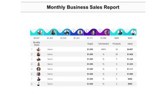 Monthly Business Sales Report Ppt PowerPoint Presentation Portfolio Visuals PDF
