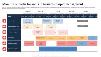 Monthly Calendar For Website Business Project Management Ppt Inspiration Show PDF
