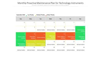 Monthly Proactive Maintenance Plan For Technology Instruments Ppt PowerPoint Presentation File Brochure PDF