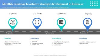Monthly Roadmap To Achieve Strategic Development In Business Designs PDF