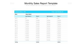 Monthly Sales Report Template Ppt PowerPoint Presentation File Guidelines PDF