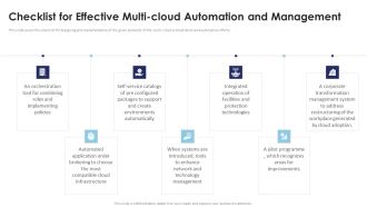 Multi Cloud Infrastructure Management Checklist For Effective Multi Cloud Automation Information PDF