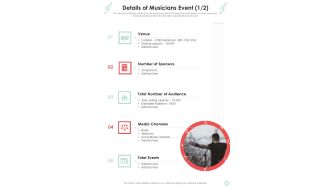 Musicians Function Proposal Details Of Musicians Event One Pager Sample Example Document