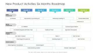 New Product Activities Six Months Roadmap Diagrams