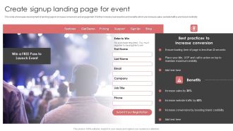 New Product Launch Event Management Activities Create Signup Landing Page For Event Topics PDF