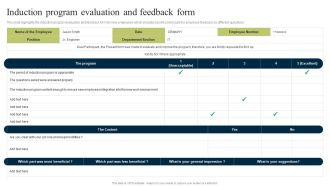 New Staff Onboarding Program Induction Program Evaluation And Feedback Form Clipart PDF