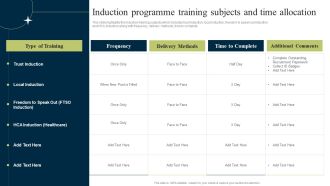 New Staff Onboarding Program Induction Programme Training Subjects And Time Allocation Information PDF