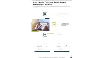 Next Step For Corporate Entertainment Event Project Proposal One Pager Sample Example Document