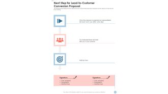 Next Step For Lead To Customer Conversion Proposal One Pager Sample Example Document