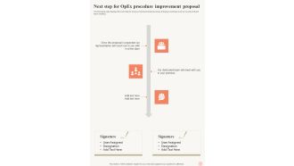 Next Step For Opex Procedure Improvement Proposal One Pager Sample Example Document