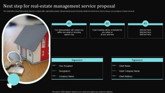 Next Step For Real Estate Management Service Proposal Ppt Icon Slideshow PDF