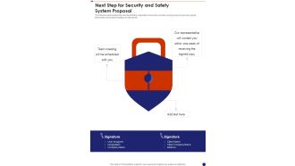Next Step For Security And Safety System Proposal One Pager Sample Example Document