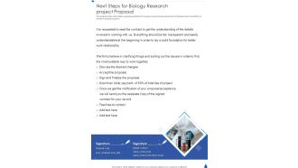 Next Steps For Biology Research Project Proposal One Pager Sample Example Document