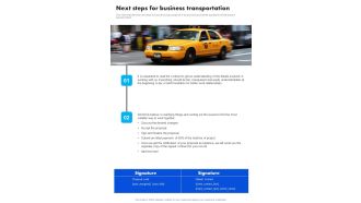 Next Steps For Business Transportation One Pager Sample Example Document