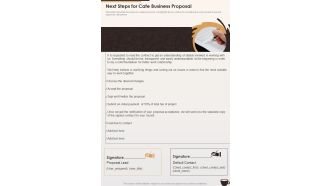 Next Steps For Cafe Business Proposal One Pager Sample Example Document
