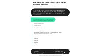 Next Steps For Cargo Inspection Software Package Services One Pager Sample Example Document