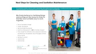 Next Steps For Cleaning And Sanitation Maintenance Contact Ppt PowerPoint Presentation Ideas Aids