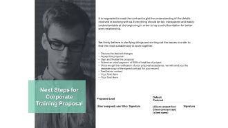 Next Steps For Corporate Training Proposal Ppt PowerPoint Presentation Infographics Templates