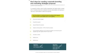 Next Steps For Creating Corporate Branding And Marketing Strategies One Pager Sample Example Document